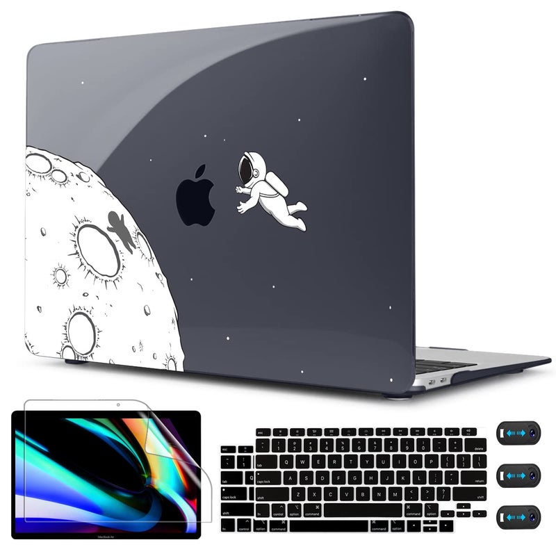 CISSOOK Case Compatible with MacBook Air 13 Inch 2021 2020 2019 2018 Release Model A2337 M1 A2179 A1932  Clear Black Hard Shell with Keyboard Cover for MacBook Air13 2020 with Touch ID  Astronaut - Image 1